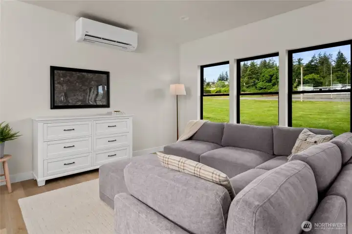 Living room with views towards open spaces