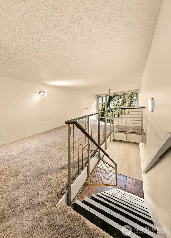 Mezzanine loft overlooking the main living area