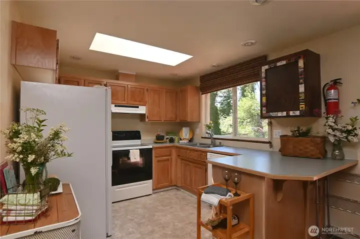 Kitchen with views to the backyard. Kitchen with views to the backyard.