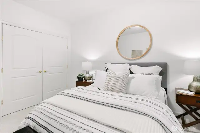 Spare bedroom with a good size closet.