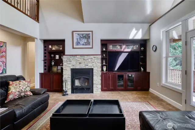 Warm wood burning fireplace in the living room. In-floor heating throughout the main level.