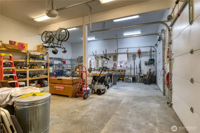 Large double car garage with in-floor heating.