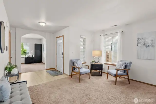 Looking back towards the entry from the living room.  Home office is across the entryway.