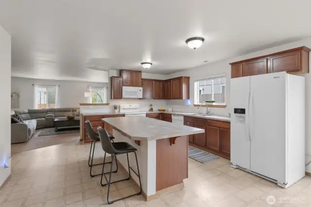 Another view of the kitchen from the dining area.