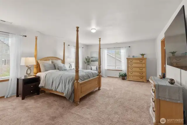 Primary suite is very large, room for a sitting area + oversize bedroom furniture