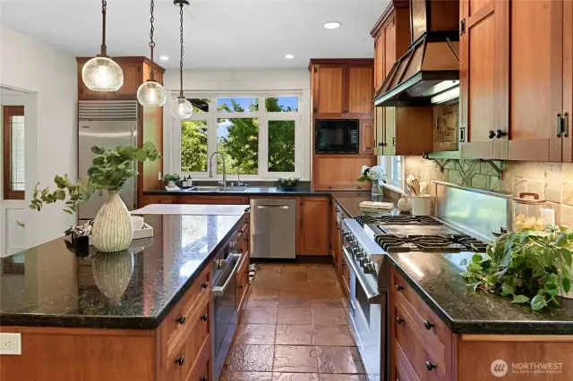Granite countertops with removable butcher block cutting board