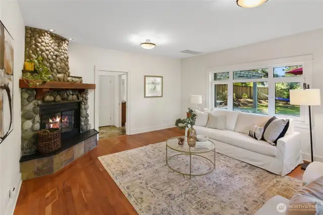Living room is both spacious and cozy