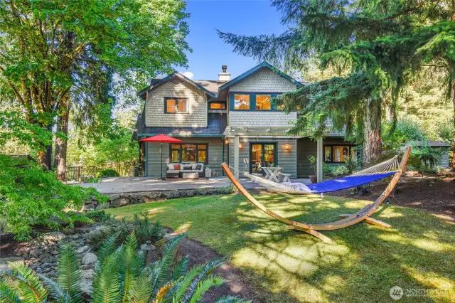 Southwest elevation - the back of the house and yard