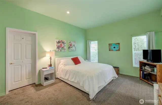 Primary Bedroom offers plenty of space, newer carpeting, huge walk-in closet (door on left!)