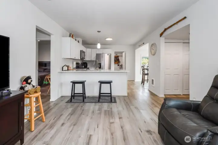 Open Concept Living Room to Kitchen