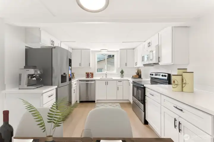 Kitchen and Refrigerator are virtually staged