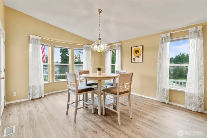 Dine in elegance in the roomy dining room