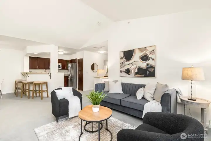 Family Room w vaulted ceilings!