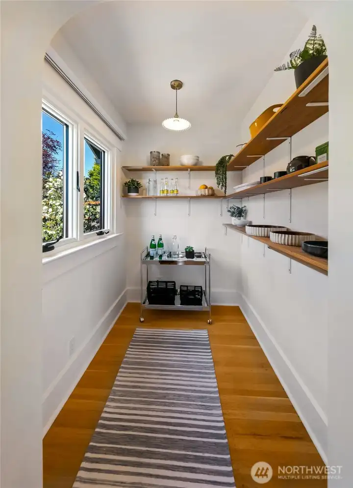 Large walk-in pantry off the kitchen. So much storage!
