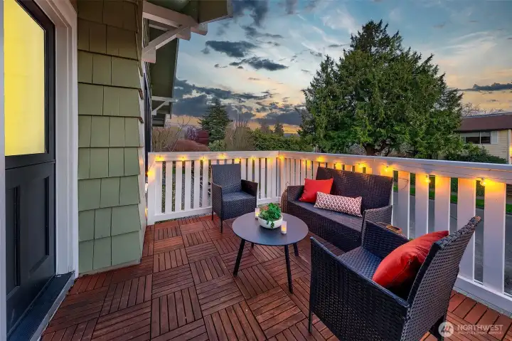 Deck outside of kitchen side door. Great place to take in the sunset!