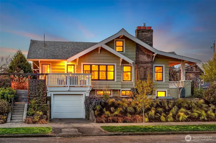 Corner lot has mature garden, planters and yard. Note the attached garage; rare for Wallingford. Everything you need!