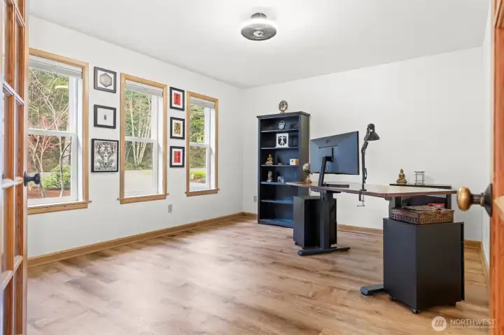 French doors on your left as you enter lead to the office