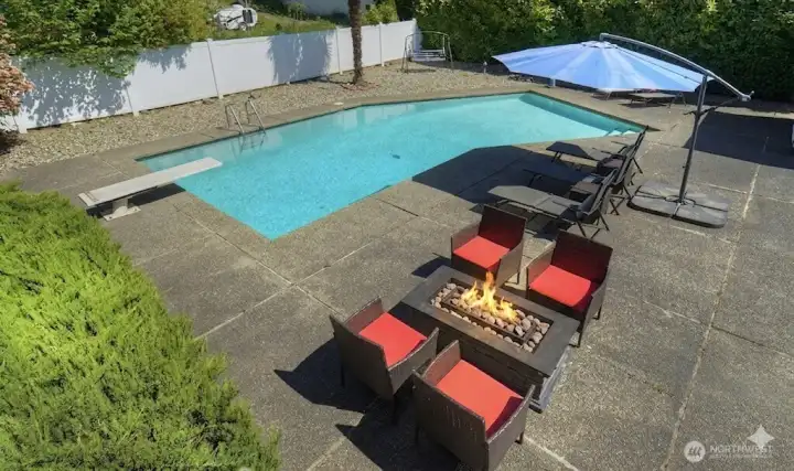 View from the balcony - that's right - a pool oasis!