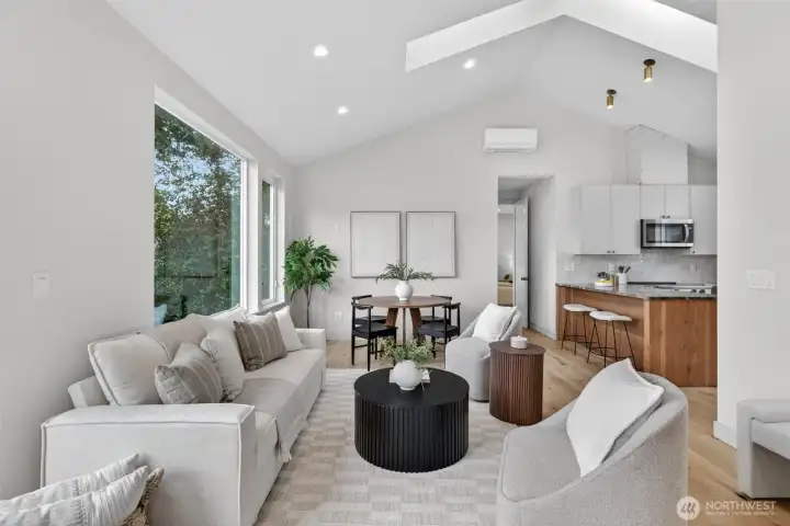 Take in the vaulted ceilings, expansive skylights, and generous south-facing windows.