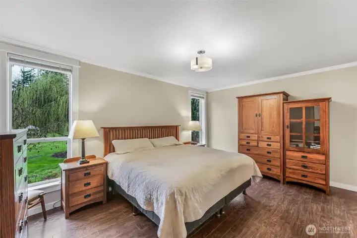 The Primary Suite can accommodate a large suite of furniture.