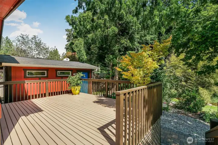 Another portion of the deck with the 12' X 16' shop behind.