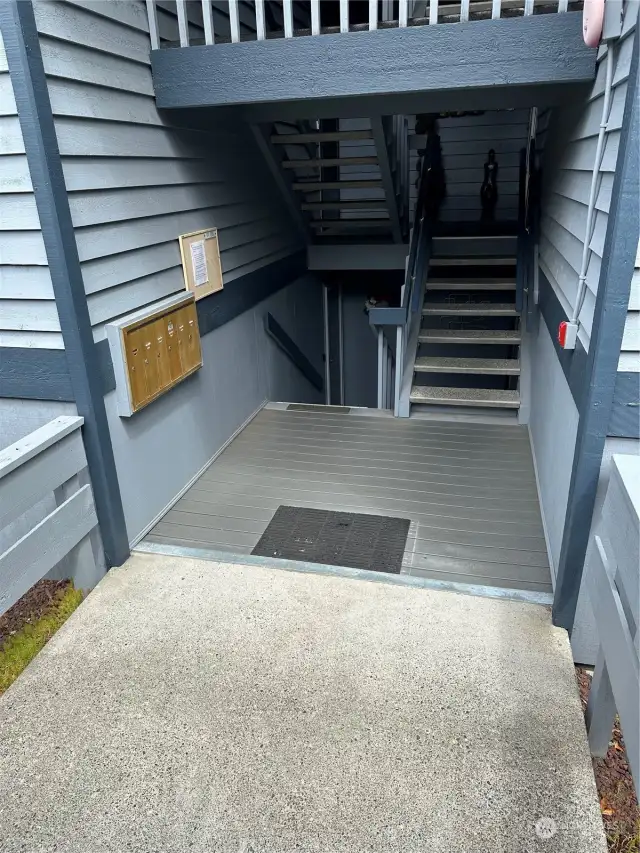 Stairs down to entry way