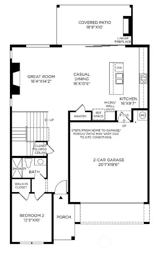 Floor plan layout used for illustrative purposes only. All designs, orientations, measurements, features, and available options will vary.