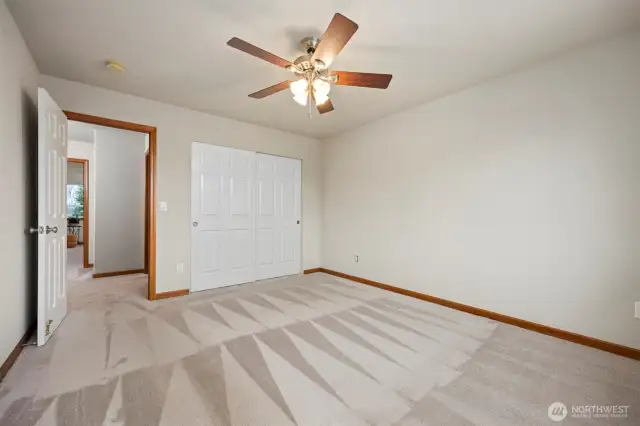 The third bedroom is also at the upper level and adjacent to the 3/4 bath.