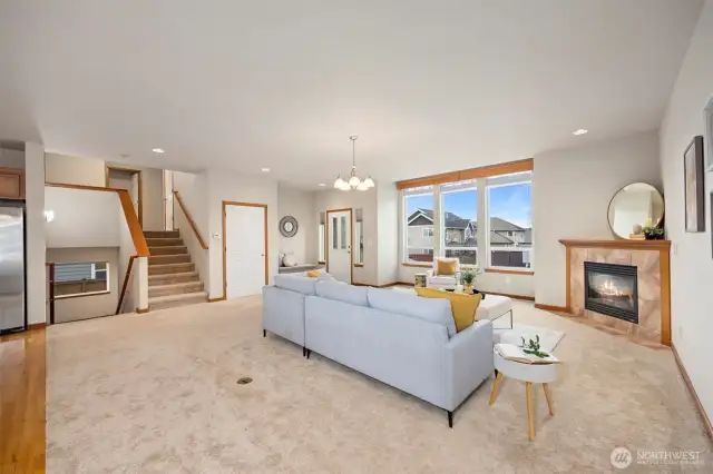 The home is a tri-level home with the bedrooms and 2 baths up and a large family room, laundry room and 3/4 bath on the lower.