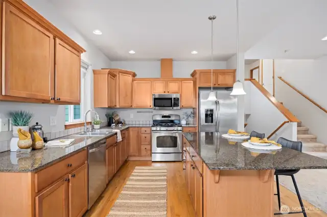 Looking at the abundance of cabinet storage space and counter work space.