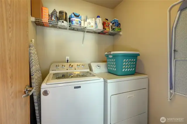 Laundry room is almost straight ahead as you come up the stairs.