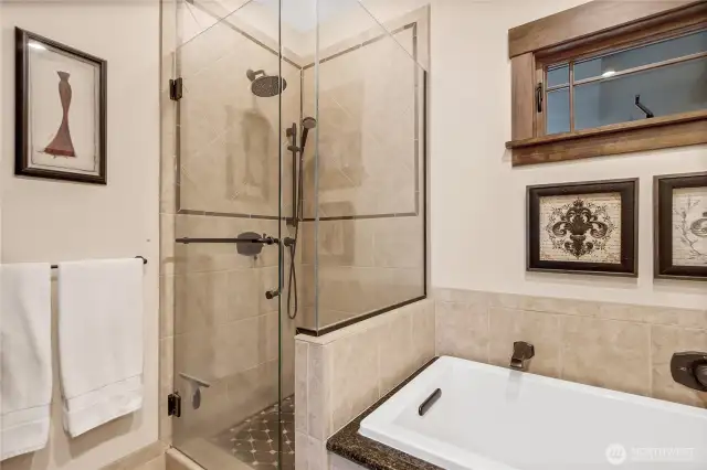 Nice shower in the bathroom.