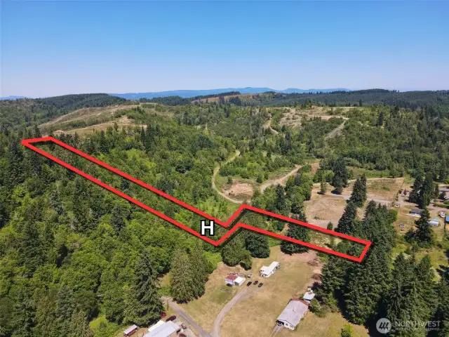 Overhead view with approximate boundaries in red.