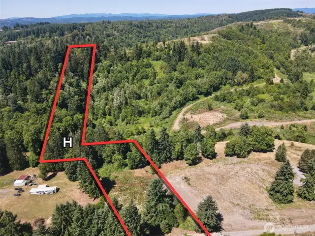 Overhead view with approximate boundaries in red.