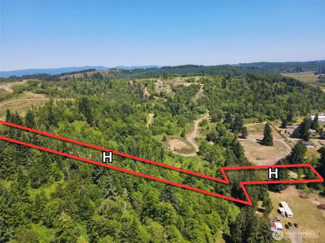 Overhead view with approximate boundaries in red.