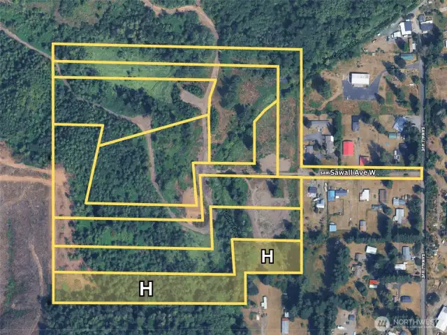 Overhead view with approximate boundaries in yellow.