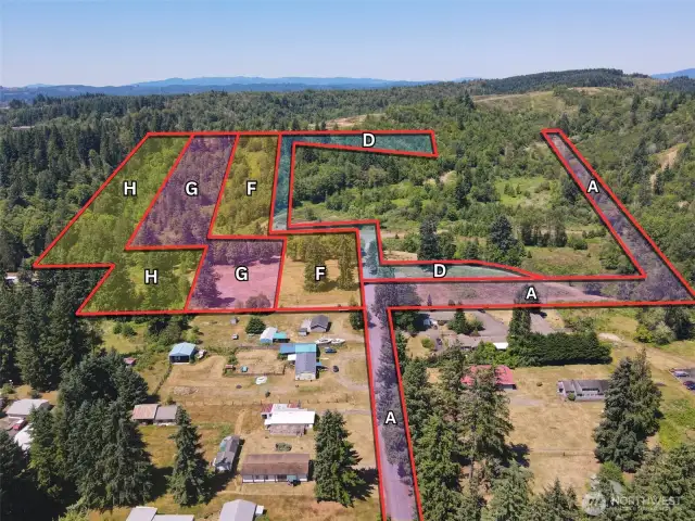 Overhead view with approximate boundaries in red.