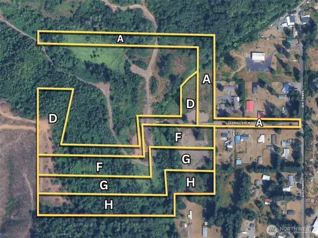Overhead view with approximate boundaries in yellow.
