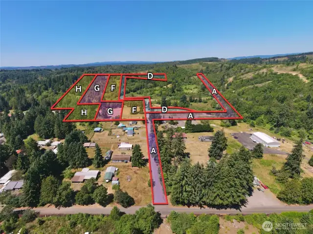 Overhead view with approximate boundaries in red.