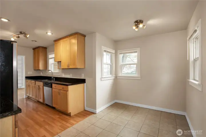 Kitchen and dining eating area,