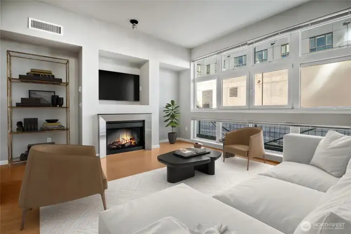 Cozy up to the gas fireplace.