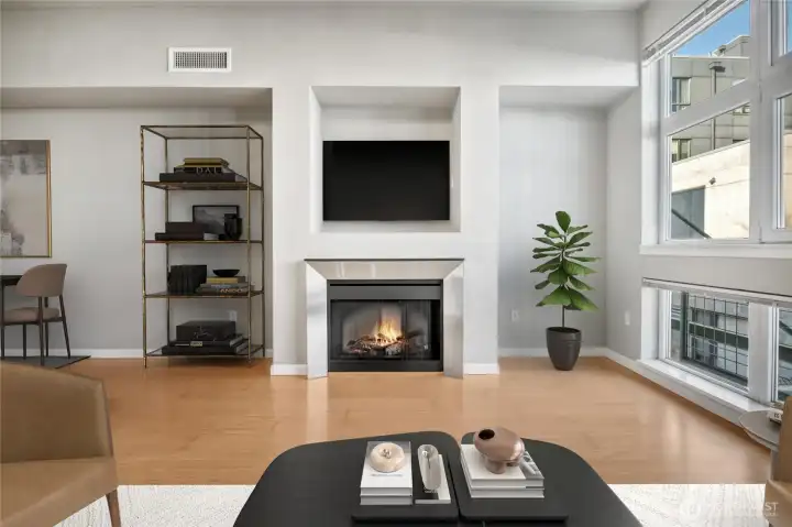 Niches can accommodate your media, storage, or favorite extras.