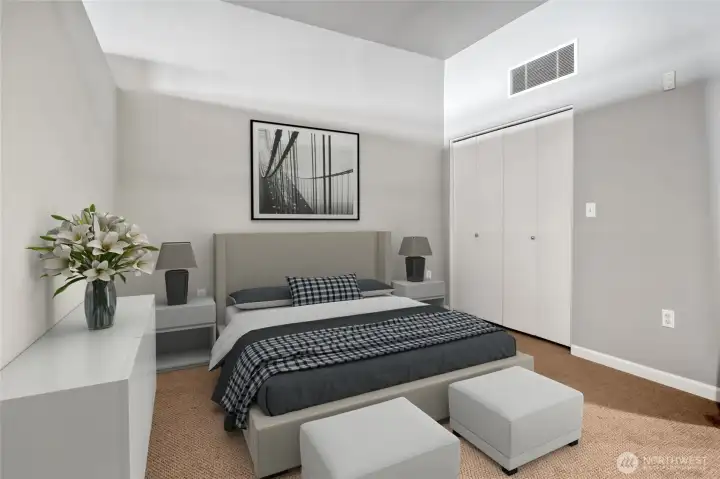 Tall ceilings continue into your bedroom.