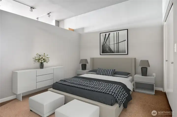 The above-height ceiling allows natural light to pass through.