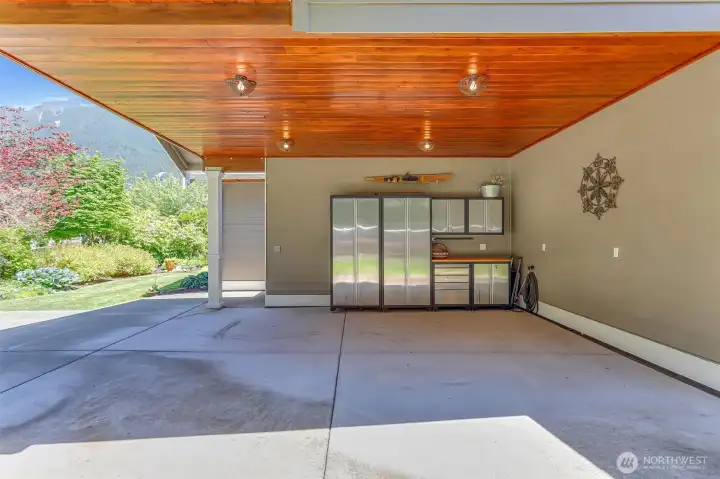 Carport with built-in custom steel cabinets. Carport with built-in custom steel cabinets.