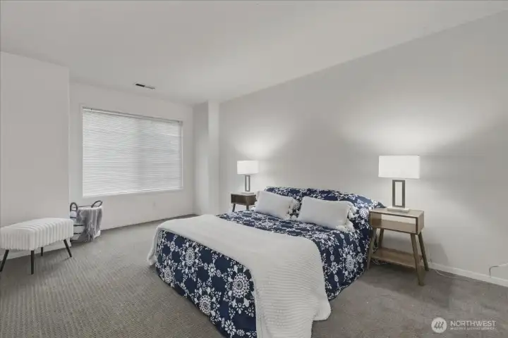 Primary bedroom w/ walk-in closet, w2w carpet