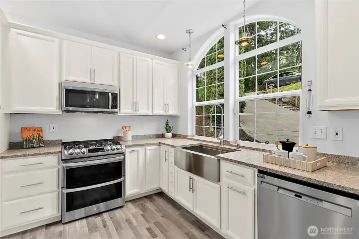 Double Oven, Dishwasher and Farm Sink