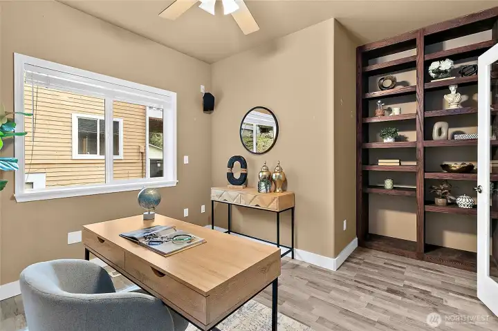 Whole home speaker system with built in bookshelves