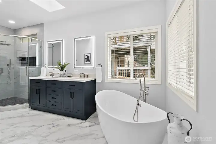 Double vanity with new flooring