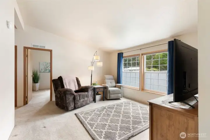 The Family / TV room is just off the Dining Room .